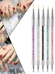 14 Pieces Nail Art Brush Set, Sponge Gradient Pens, Ombre Brushes And Liner Pens, Multi Function Manicure Drawing Tools - Multicolor - View 2
