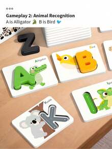 1 Set Letter Matching Cards Educational Toy, Suitable For Children's Letter Recognition Puzzle, A Children's Educational Science Toy, Specially Designed For Early Childhood Education, Helping To Cultivate Children's Number Perception Ability And Early Education Puzzle Interest. - Multicolor - View 7