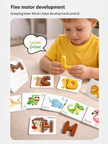 1 Set Letter Matching Cards Educational Toy, Suitable For Children's Letter Recognition Puzzle, A Children's Educational Science Toy, Specially Designed For Early Childhood Education, Helping To Cultivate Children's Number Perception Ability And Early Education Puzzle Interest. - Multicolor - View 5