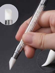 Double Ended Silicone Nail Art Pen With Nail Cleaning Brush, Nail Carving And Sculpting Tools For Manicure - Multicolor - View 3