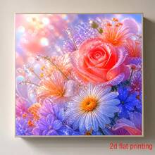 1pc 30*30cm Iridescent Morning Dew Floral Pattern Design Diamond Painting Kit, Suitable For Home Wall Decor Art, Inspiring Creativity And Crafting Passion, A Thoughtful Holiday Gift For Creative Enthusiasts - round diamond - View 2