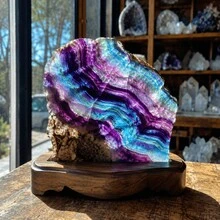 1pc Natural Fluorite Crystal Slice, Iridescent Multicolor Fluorite Stone, Bohemian Home Decor, Gift For Her, Jewelry DIY Craft, Mineral Specimen, - Seven-colored - View 6