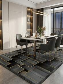 1pc Luxury Black & Gold 3D Geometric Patchwork Pattern Area Rug, 800g Fine TPR Washable Bottom, Modern Chic Plush Soft Rectangular Carpet, Suitable For Outdoor, Entryway, Living Room, Bedroom, Laundry Room, Bathroom, Game Room, All Season Large Size Mat, Home Decor - Multicolor 1 - View 4