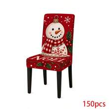 1/2/4/6/8/150pcs Christmas Snowman Print Elastic Chair Covers, Removable, Washable, Easy Care, Suitable For All Seasons, Christmas Home Decor, Applicable For Dining Room, Living Room And Kitchen Daily Use - Multicolor - View 16