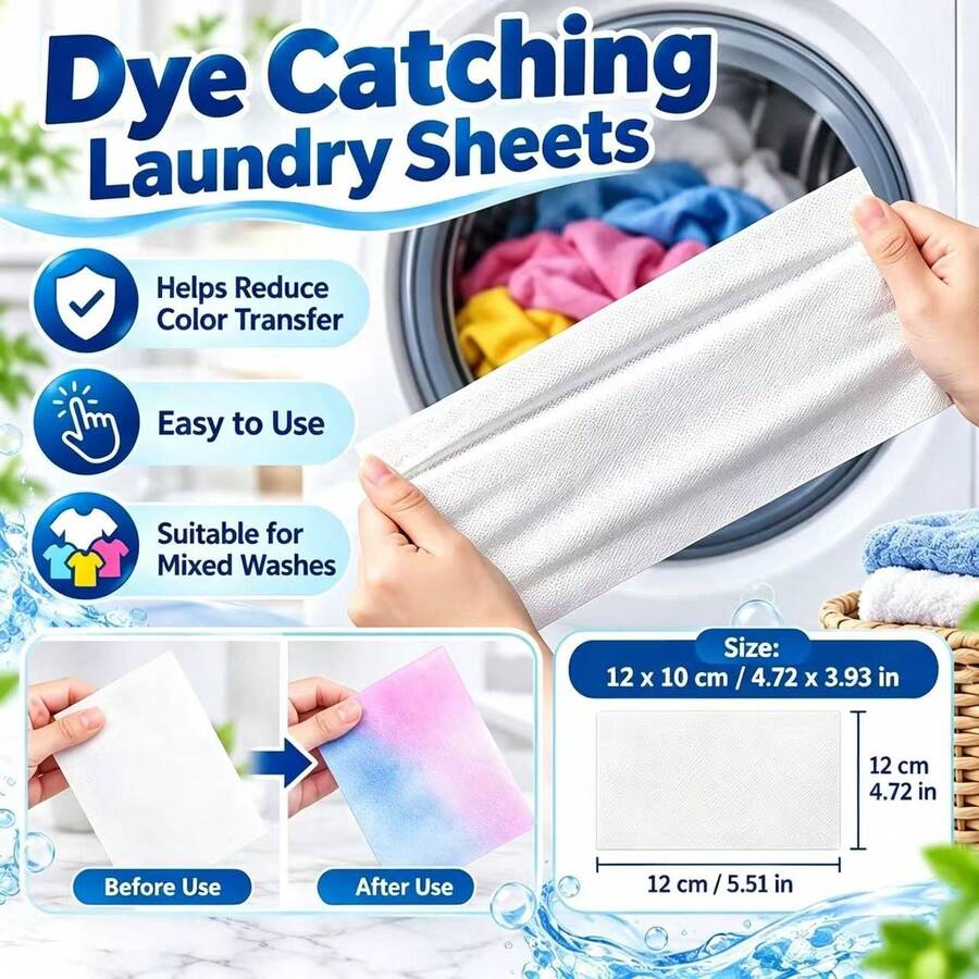 Color Absorbing Sheets, Anti-Dyeing Color Catcher, Allows Mixed Washing, Household Anti-Bleeding Laundry Sheets, Washing Machine Dedicated Color Absorbing Sheets, Suitable For Various Clothes, Bed Sheets, Duvet Covers, Socks, Keeps Original Color Of Garments - A - View 1