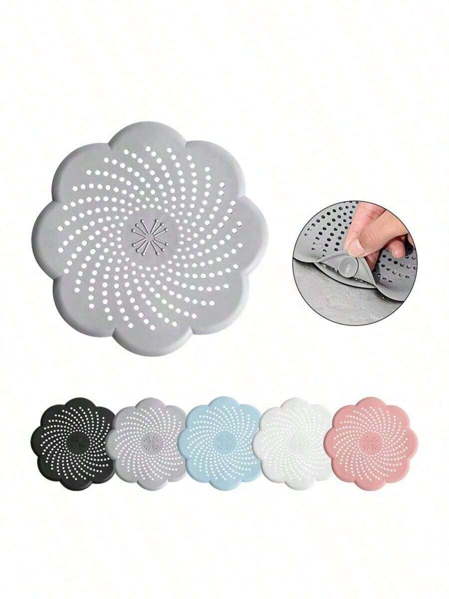 1pc Patterned Sink Clog Filter, Bathtub Shower Drain Plug, Silicone Kitchen Odor Stopper, Drain Cover Kitchen Sink Filter, Waste Bucket Filter, Bathroom Silicone Suction Cup Drain Plug - Multicolor - View 1