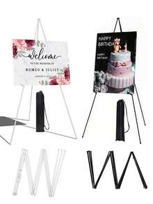 1pc/Display Stand, Foldable Display Stand, Portable Tripod Display Stand, White/Black Adjustable Metal Rack, Suitable For Wedding Signs, Posters, Paintings, Ceremony Advertising Display, Back To School Birthday Banner Decoration - Multicolor - View 1