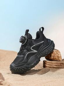 ABCYC Children's Casual Sports Shoes, Multi-Color Options, Boys & Girls, Mesh Breathable, EVA Soft Lightweight Sole, All-Season Wear, Closed-Toe Anti-Collision - Black - View 4