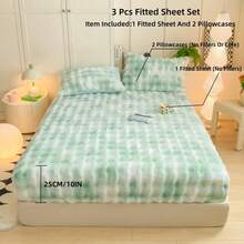 3-Piece Fluffy Bedding Set - Sage Green Fleece Bedding Set, Luxury Fluffy & Ultra-Soft All-Season Bed Sheet Set, Thick Comfortable Warm Faux Fur Bubble Texture Bed Sheet, Includes 2 Pillowcases - Mint Green - View 11