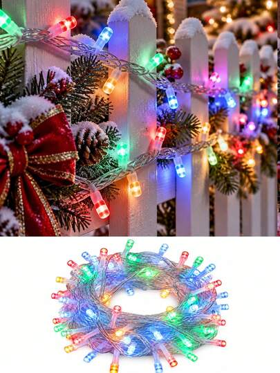 Colorful Christmas Fairy Lights, Atmosphere Waterproof Hanging Decorative Lamp, Christmas Outdoor String Lights, 3 AA Batteries (Not Included), Suitable For Garden Indoor And Outdoor, Christmas Party Decor, Gifts Party Supplies, Holiday Party Decor