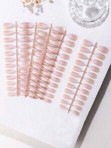 5 Pcs/Set Sweet Style Milky White Gradient Nail Tips, Long Stiletto Short Almond Short Oval Square Toenail Multiple Styles Available - Multicolor - View 6