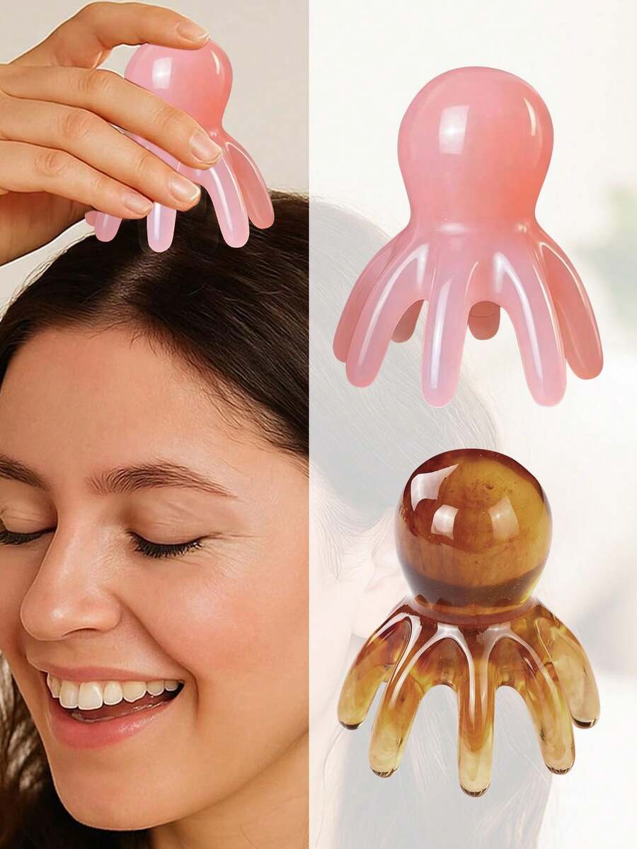 2pcs Handheld Octopus Scalp Massagers, Ergonomic Non-Slip Grip, Full Body Massage Tool, Relieve Fatigue, Suitable For Bathroom, Bedroom, Office Use, Ideal Choice For Adult Relaxation And Self-Care