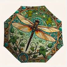 New Dragonfly Print Pattern Folding Umbrella, Lightweight And Durable For Daily Commute, Travel, Outdoor Sports, Portable Umbrella With Exquisite Design, Home Essential - Multi-color - View 3