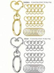 Heart-Shaped Rotating Clasp Keychain (Heart Keychain + Key Ring) Colorful Metal Spring Clasp, Suitable For DIY Crafts - Multi-color - View 18