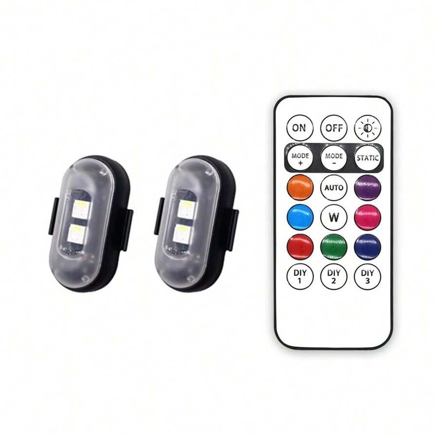 Luz de advertencia LED inalámbrica y recargable para automóviles, con control remoto, luz de emergencia LED multifuncional para automóviles, paquete de 4, paquete de 10, luz decorativa para el interior del automóvil, para aumentar la al conducir, para acampar, para uso en exteriores, luz LED portátil par - A - Ver 1