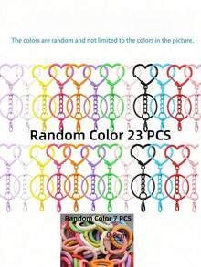 10/30/50pcs Colorful Rotating Lobster Clasp Key Rings Keychain Making Kit, Suitable For Jewelry DIY Handmade, Christmas Gift (Heart Shaped) - Multi-color - View 12