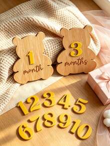 Wooden Double-Sided Milestone Sign Set, Interchangeable Milestone Card Set, Double-Sided Baby Milestone Birth Announcement Board, Newborn 1-12 Months Photo Props, Newborn Welcome Sign - Multicolor - View 3