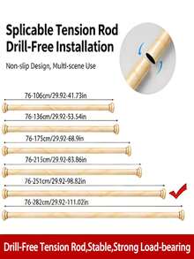 1pc Marble Pattern Telescopic Rod, Extra Long Stainless Steel Tension Shower Curtain Rod, No Drill Installation, Curtain Rod, Closet Hanging Rod, Clothes Drying Rod, Hanging Rod, Support Rack, Kitchen Utensil Storage Rod, Tension Rod, Spatula Hanging Rod, Spoon Hanging Rod, Cutting Board Hanging Rod, Kitchen Towel Hanging Rod, Whisk Hanging Rod - Multicolor - View 10