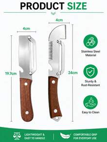 2 Packs 2026 New Multifunction Vegetable Peeler, 5 In 1 Kitchen Peeler With Julienne Cutter & Bottle Opener, Stainless Steel Vegetable Chopper Wooden Handle Fruit Potato Carrot Peeler Kitchen Gadget - Multicolor - View 3