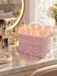 Rhinestone 3-Layer 18-Compartment Portable Detachable Storage Box, Shiny Handmade DIY Jewelry PP Material 3-Layer 18-Compartment Portable Detachable Storage Box Combination Storage Box Toy Storage Box - Multicolor - View 10
