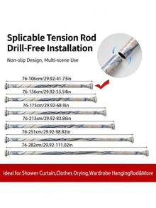 1pc Marble Pattern Telescopic Rod, Extra Long Stainless Steel Tension Shower Curtain Rod, No Drill Installation, Curtain Rod, Closet Hanging Rod, Clothes Drying Rod, Hanging Rod, Support Rack, Kitchen Utensil Storage Rod, Tension Rod, Spatula Hanging Rod, Spoon Hanging Rod, Cutting Board Hanging Rod, Kitchen Towel Hanging Rod, Whisk Hanging Rod - Multicolor - View 11