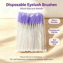 50/10Pcs Disposable Eyelash Brushes, Purple Mascara Wands, Transparent Handle Lash Spoolies For Eyelash Extension Eyebrow Makeup - Eyelash Brush - View 1