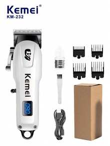 Kemei KM-232 Portable Electric Hair Clipper Wireless Hair Trimmer Adjustable Cutting Angle Suitable For Men USB Rechargeable Daily Home Or Barbershop Use Precise T-Shaped Blade Small Hair Clipper Travel Essential - White - View 12