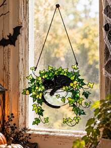 1pc Halloween Hanging Decor Black Cat Acrylic Window Pendant, Holiday Party Background Decoration, Suitable For Wall, Glass Window, Door Frame, Home Indoor Background Decoration Gift - 1PC-f - View 2
