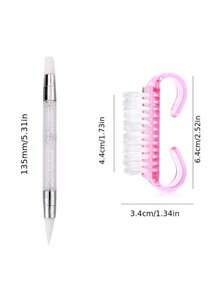 Double Ended Silicone Nail Art Pen With Nail Cleaning Brush, Nail Carving And Sculpting Tools For Manicure - Multicolor - View 5
