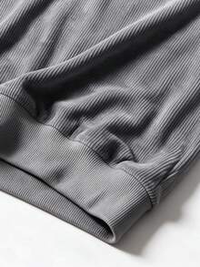 Sweatshirt Pria Lengan Panjang Longgar Leher Bulat Kasual Minimalis Tipis Modis Musim Semi/Gugur - Grey - View 5