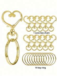 Heart-Shaped Rotating Clasp Keychain (Heart Keychain + Key Ring) Colorful Metal Spring Clasp, Suitable For DIY Crafts - Multi-color - View 17