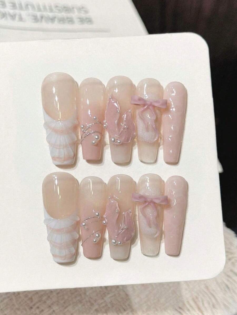 10PCS Handmade Press On Nails, Y2K, Fall, Autumn, Fall Nails, Suitable For Girls And Women Festivals, Music Festival, Daily Wear, Valentine's Day Gift.