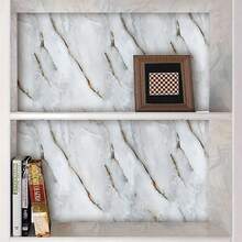Self-Adhesive Marble Pattern Wallpaper Roll, Removable Vinyl Contact Paper For Living Room, Kitchen, Bedroom And Dorm - Waterproof DIY Wall Decor, Removable - Light Grey - View 6