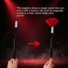 1pc Magic Wand To Rose Magic Prop, Magic Wand, Magic Wand Turns Into Rose, Stage Performance Magic Prop, Halloween And Christmas Magic Performance Illusion Accessory, Party Performance Magic Decoration - Multicolor - View 2