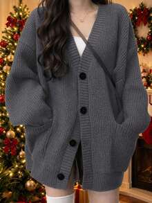 Autumn/Winter New Women's Fashion Elegant Knit Cardigan Sweater[Size Runs Large, Please Choose One Size Smaller If Between Sizes] Casual Fall - Dark Grey - View 5