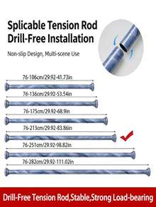 1pc Marble Pattern Telescopic Rod, Extra Long Stainless Steel Tension Shower Curtain Rod, No Drill Installation, Curtain Rod, Closet Hanging Rod, Clothes Drying Rod, Hanging Rod, Support Rack, Kitchen Utensil Storage Rod, Tension Rod, Spatula Hanging Rod, Spoon Hanging Rod, Cutting Board Hanging Rod, Kitchen Towel Hanging Rod, Whisk Hanging Rod - Multicolor - View 20