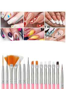 28Pcs Nail Art Brush Kit, Multi Style Nail Drawing Pens With Pen Holders, Manicure Tools - Multicolor - View 4