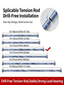 1pc Marble Pattern Telescopic Rod, Extra Long Stainless Steel Tension Shower Curtain Rod, No Drill Installation, Curtain Rod, Closet Hanging Rod, Clothes Drying Rod, Hanging Rod, Support Rack, Kitchen Utensil Storage Rod, Tension Rod, Spatula Hanging Rod, Spoon Hanging Rod, Cutting Board Hanging Rod, Kitchen Towel Hanging Rod, Whisk Hanging Rod - Multicolor - View 26