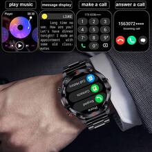 Reloj inteligente unisex con funciones de marcación de llamadas, podómetro, despertador, múltiples modos deportivos, control remoto de música, cronómetro, despertador, y visualización del clima - Pulsera inteligente - Negro - Ver 5