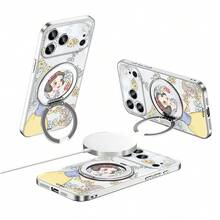 Miniso 迪士尼美人魚白雪公主新款壓克力磁吸支架手機殼適用於iPhone 18/18 Pro/18 Pro Max/17/17 Pro/17 Pro Max/17 Air/16 Pro Max/15 Pro/15 Pro Max/14/13/15 Pro/12 Pro/16 Plus旋轉支點保護套相容Apple - 銀色 - 查看 3