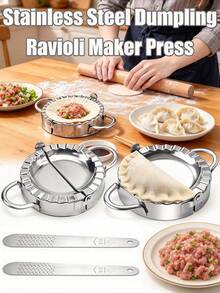 1 Set Stainless Steel Dumpling Mold, Dumpling Skin Cutter, Dumpling Maker, Dumpling Skin Mold, Dumpling Clip, Dumpling Shaper, Dumpling Skin Mold, Filling Spoon, Dumpling Making Tool Kit, Dumpling Maker - Silver - View 12