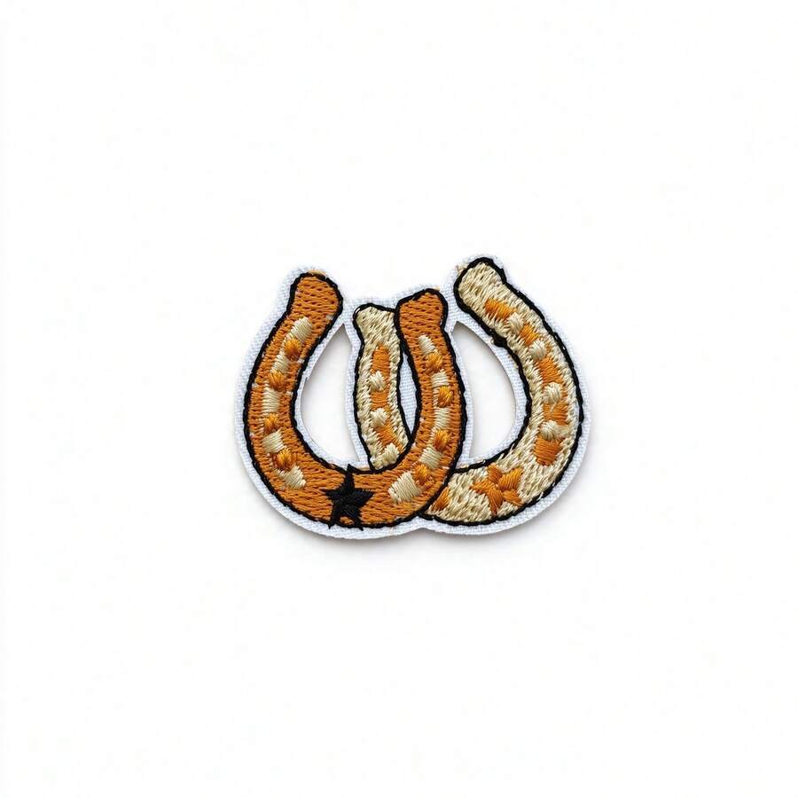 1pc/2pcs/3pcs/4pcs Horseshoe Cowboy Rodeo Patch Western Country Culture Embroidered Iron-On Sticker - Multicolor - View 1