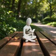 1pc 2026 New Hot-Selling 3D Printed Reading Quiet Chapter Creative Novelty Figurine Desktop Ornament, Minimalist Abstract Reader Statue Decor, Modern Artist Home Decor For Study, Living Room, Desktop, High-End Style - Multicolor - View 7