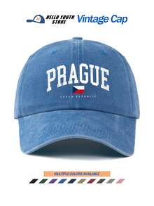 1pc "PRAGUE" Czech Pattern Printed Baseball Cap, Classic Casual Fashion Vintage Hat, Warm & Windproof, Adjustable Size, Lightweight, Versatile, Suitable For Outdoor Sports, Daily Wear, Parties And Vacations - A - View 10