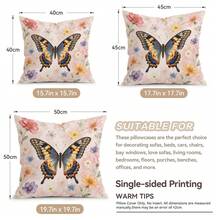 4pcs/1pc Pink Butterfly Floral Pattern Pillow Case Without Insert, Single-Sided Printed Pillow Case, Suitable For Living Room Bedroom Home Decor, All-Season Pillow Case - Multicolor - View 3