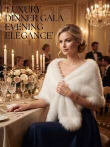 Fluffy Faux Fur Shawl, Winter Warm Shawl, Elegant Women's Outerwear, Suitable For Holiday Parties And Banquets - White - View 10
