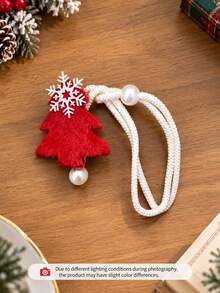 1/2pcs Christmas Tree Snowflake Curtain Tiebacks, Red Plush Holiday Curtain Tiebacks With Pearl Rope, Living Room And Bedroom Holiday Curtain Decor - Multicolor - View 11