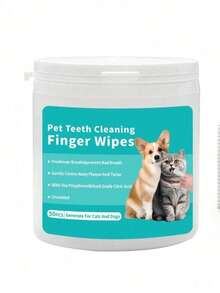 50pcs Gentle Hypoallergenic Pet Eye Cleaning Wipes, Pet Finger-Style Tooth Cleaning Wipes, Soft Texture, Convenient To Use, Specially Developed For Cats And Dogs; Fresh Breath, Remove Food Residue, Gentle And Non-Irritating, Suitable For Daily Ear And Teeth Care Of Cats And Dogs. Ideal For Pet Travel, Perfect Choice For Cleaning Cats And Dogs - View 2