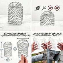 Drain Pipe Filter, Expandable Gutter Strainer, Fits 2–10.16cm Downspout Flexible Metal Mesh, Tool-Free Installation, Helps Reduce Clogs Caused By Leaves, Debris And Pests - Multicolor - View 5