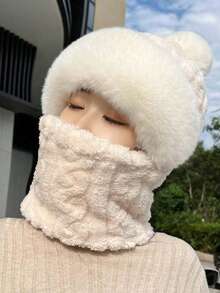 1PCWomen's Furry Hat With Scarf, Windproof Warm Hat For Outdoor Winter Winter Accessories Winter Outfits Valentines Gift - Multicolor - View 9